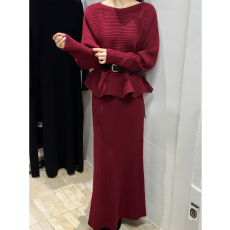 批发法式时尚<b class='q'>套装</b>秋冬新款荷叶边设计感小众穿搭显瘦女针织两件套