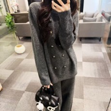 批发欧式慵懒休闲风<b class='q'>套装</b>2025年秋冬新款老钱<b class='q'>名媛</b>风针织两件套气质大方