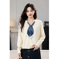 批发港风丝巾V领<b class='q'>开衫</b><b class='q'>毛衣</b><b class='q'>女</b>装2025秋冬新款时尚洋气减龄百搭上衣