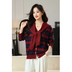 批发2026春装新品女装休闲<b class='q'>外套</b><b class='q'>上衣</b>外贸字母提花海军风披肩宽松开衫女