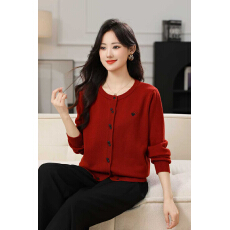 批发2026春装新品<b class='q'>女</b>装红色上衣外贸爱心刺绣<b class='q'>开衫</b>大方修身气质潮流百搭