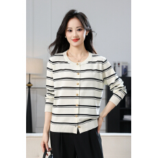 批发2026春装新品开衫外贸条纹纽扣外套<b class='q'>潮流</b>休闲<b class='q'>时尚</b>修身上衣百搭<b class='q'>女装</b>