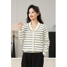 批发2026春装新品假开衫<b class='q'>外套</b>条纹针织衫外贸翻领套头时尚修身上衣<b class='q'>女装</b>