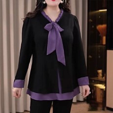 批发<b class='q'>大码</b><b class='q'>女装</b>秋季新款拼色复古气质时尚胖妹妹显瘦上衣