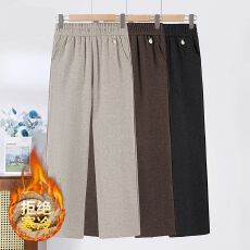 批发<b class='q'>中老年</b>女士秋冬洋气休闲直筒裤子2025新款妈妈加绒加厚高腰松紧裤