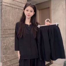 批发短裤中袖】新款夏季休闲风2026<b class='q'>妈妈</b><b class='q'>套装</b>新中式原宿时尚简约两件套