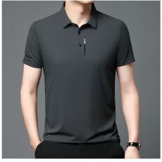 批发夏季商务<b class='q'>短袖</b>polo衫<b class='q'>男</b>纯色翻领t恤中年休闲弹力透气薄款半袖上衣