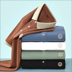 批发新款个性LOGO男翻领透气短袖高档烫钻Polo衫2025夏季半袖<b class='q'>商务</b>潮流