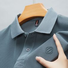 批发2026夏季男士上衣POLO衫纯色T恤<b class='q'>休闲</b>短袖透气刺绣花T男装新款翻领