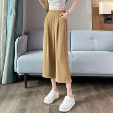 批发冰丝七分阔腿裤女夏季薄款2026新款大码女裤休闲直筒<b class='q'>雪纺</b><b class='q'>西装</b>裤子