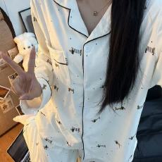 批发德绒波点腊肠狗睡衣女秋冬季珊瑚绒加绒加厚<b class='q'>长袖</b>春秋款家居服套<b class='q'>装</b>
