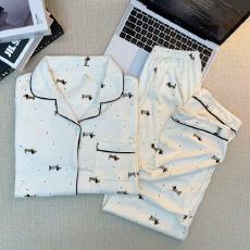 批发德绒波点腊肠狗睡衣女秋冬季珊瑚绒加绒加厚<b class='q'>长袖</b>春秋款家居服套<b class='q'>装</b>