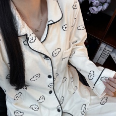 批发德绒棉花小狗睡衣女秋冬季珊瑚绒加绒加厚<b class='q'>长袖</b>春秋款家居服套<b class='q'>装</b>