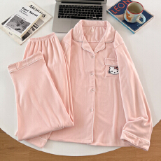 批发德绒粉色KT猫睡衣女秋冬季珊瑚绒加绒加厚<b class='q'>长袖</b>春秋款家居服套<b class='q'>装</b>