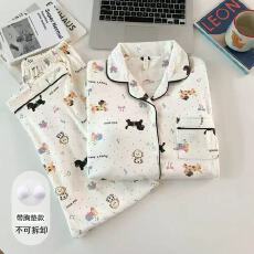 批发带固定胸垫斑点小狗卡通<b class='q'>睡衣</b>女款2025新款春秋季长袖宽松家居服