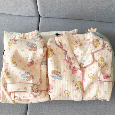 空气夹棉洋娃娃睡衣女秋冬季夹层加厚长袖可爱学生家居服春秋套装