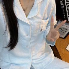 批发空气夹棉蓝色KT猫睡衣女秋冬季夹层加厚长袖可爱学生家居服春秋