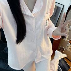 批发空气夹棉粉色KT猫睡衣女秋冬季夹层加厚长袖可爱学生家居服春秋