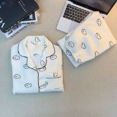 批发空气夹棉棉花小狗睡衣女秋冬季夹层加厚长袖可爱学生家居服春秋