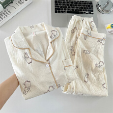 云朵棉卡通睡衣女款2025新款春秋季长袖长宽松家居服套装