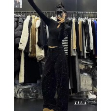 批发<b class='q'>欧洲站</b>2025秋冬加绒进口烫钻时髦显瘦阔腿宽松满天星重工<b class='q'>牛仔裤</b>女