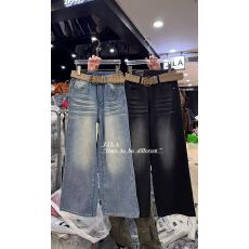 批发复古做旧加绒阔腿<b class='q'>牛仔裤</b>女<b class='q'>欧洲站</b>2025冬装新款欧货女装拖地裤子潮