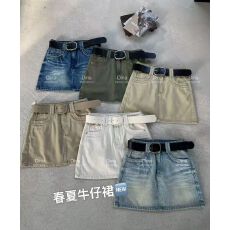 批发2026年<b class='q'>春</b>季新款时尚百搭半身裙女美式卡其色复古水洗通勤牛仔短裙