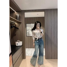 批发欧货复古阔腿牛仔裤女新款今年流行渐变烫钻设计感高腰显瘦直筒裤