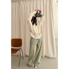 批发韩版重工<b class='q'>钉珠</b>高腰直筒<b class='q'>牛仔裤</b>女2026春季韩系小众设计宽松显瘦长裤