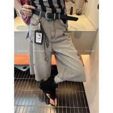 批发2026夏季新品洗显瘦百搭牛仔裤(配腰带+挂件)