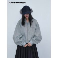 批发2026秋季新纯色休闲无领棒球服卫衣外套女宽松休闲显瘦拉链上衣潮