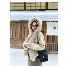 批发COOLLINE林子熙 雪宝 千金风两色大毛领针织外套气质软糯显瘦上衣