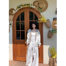 批发纯棉华棉千鸟格两面穿连帽卫衣外套<b class='q'>女</b>in春新款小众设计宽松韩版