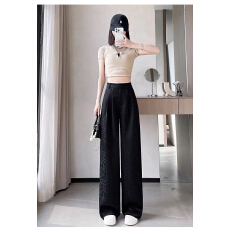 批发新中式国风阔腿裤<b class='q'>女</b>春秋高腰显瘦休闲直筒裤高级感垂感<b class='q'>西装</b>裤