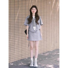 批发高级感休闲<b class='q'>运动服</b>套装女夏季学生宽松显瘦韩版时尚短袖短裙两件套