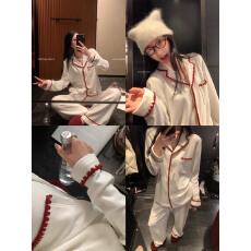 批发德绒睡衣女秋冬2025年新款薄绒简约休闲时尚网红家居服套装