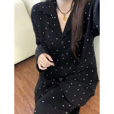 批发优质量春季睡衣<b class='q'>女</b>士新款云朵棉长袖翻领长裤休闲家居服套装