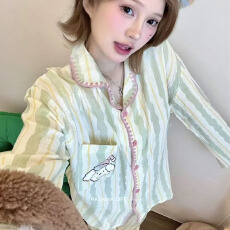 批发优质量春季睡衣<b class='q'>女</b>士新款云朵棉长袖翻领长裤休闲家居服套装