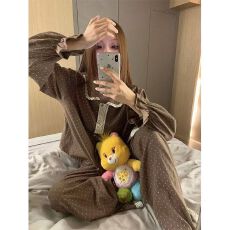 批发优质量春季睡衣<b class='q'>女</b>士新款云朵棉长袖翻领长裤休闲家居服套装