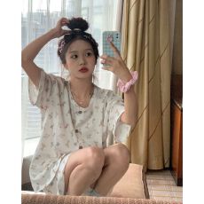 批发【官图】 绉布 夏季2025新款网红爆款卡通可爱睡衣女家居服套<b class='q'>装</b>