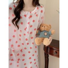 批发纯棉纱布网红风甜美睡裙女夏季棉纱宽松<b class='q'>孕妇</b><b class='q'>睡衣</b>可爱家居服