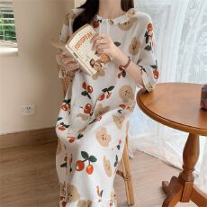 批发纯棉纱布网红风甜美睡裙女夏季棉纱宽松<b class='q'>孕妇</b><b class='q'>睡衣</b>可爱家居服