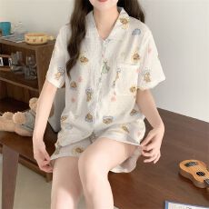 批发实拍云朵棉 日系卡通动物<b class='q'>睡衣</b>女夏季短袖甜美<b class='q'>可爱</b>套装可外穿