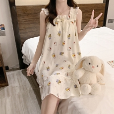 批发云朵棉带胸垫睡裙韩系印花10款女士<b class='q'>睡衣</b>小众高颜值家居服