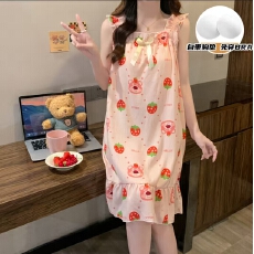 批发云朵棉带胸垫睡裙韩系印花10款女士<b class='q'>睡衣</b>小众高颜值家居服