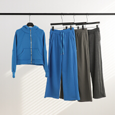 LULULACIE宽松金拉链全拉卫衣套装运动连帽开衫Scuba加绒瑜伽服