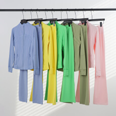 批发LULULACIE喇叭立领夹克运动套装DF外套上衣<b class='q'>长袖</b>女士健身服瑜伽服