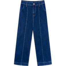 批发深蓝色<b class='q'>牛仔裤</b>女秋2025新款大码胖mm宽松显瘦直筒阔腿九分弯刀裤