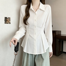 批发高级感白色雪纺衬衫女早秋2025新款大码胖MM显瘦<b class='q'>收腰</b>气质女士衬衣