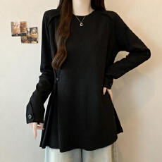 批发设计感收腰打底衫女2026春季新款<b class='q'>大码</b>胖MM显瘦中长款内搭长袖上衣